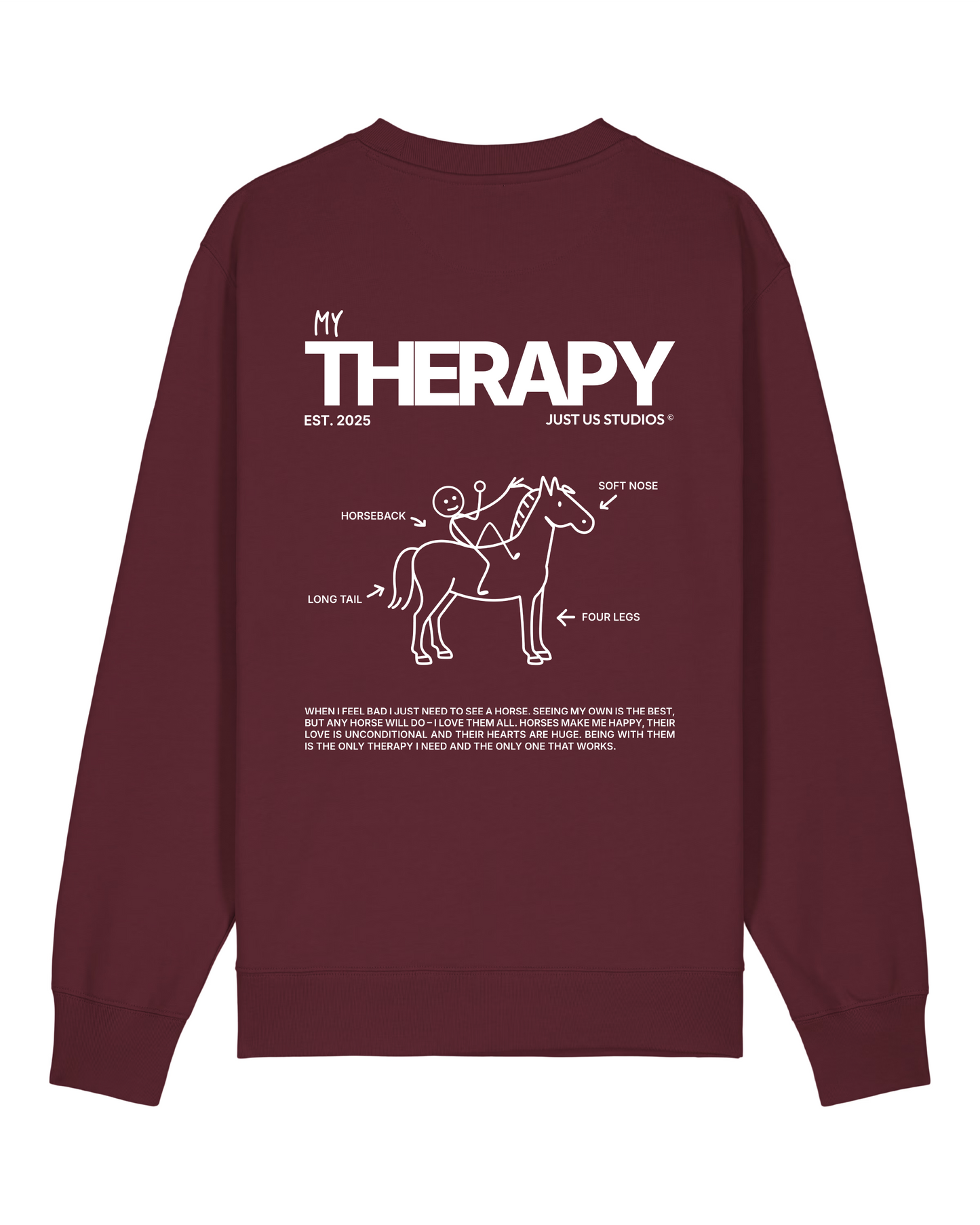 My Therapy are Horses Sweater - Dark Red
