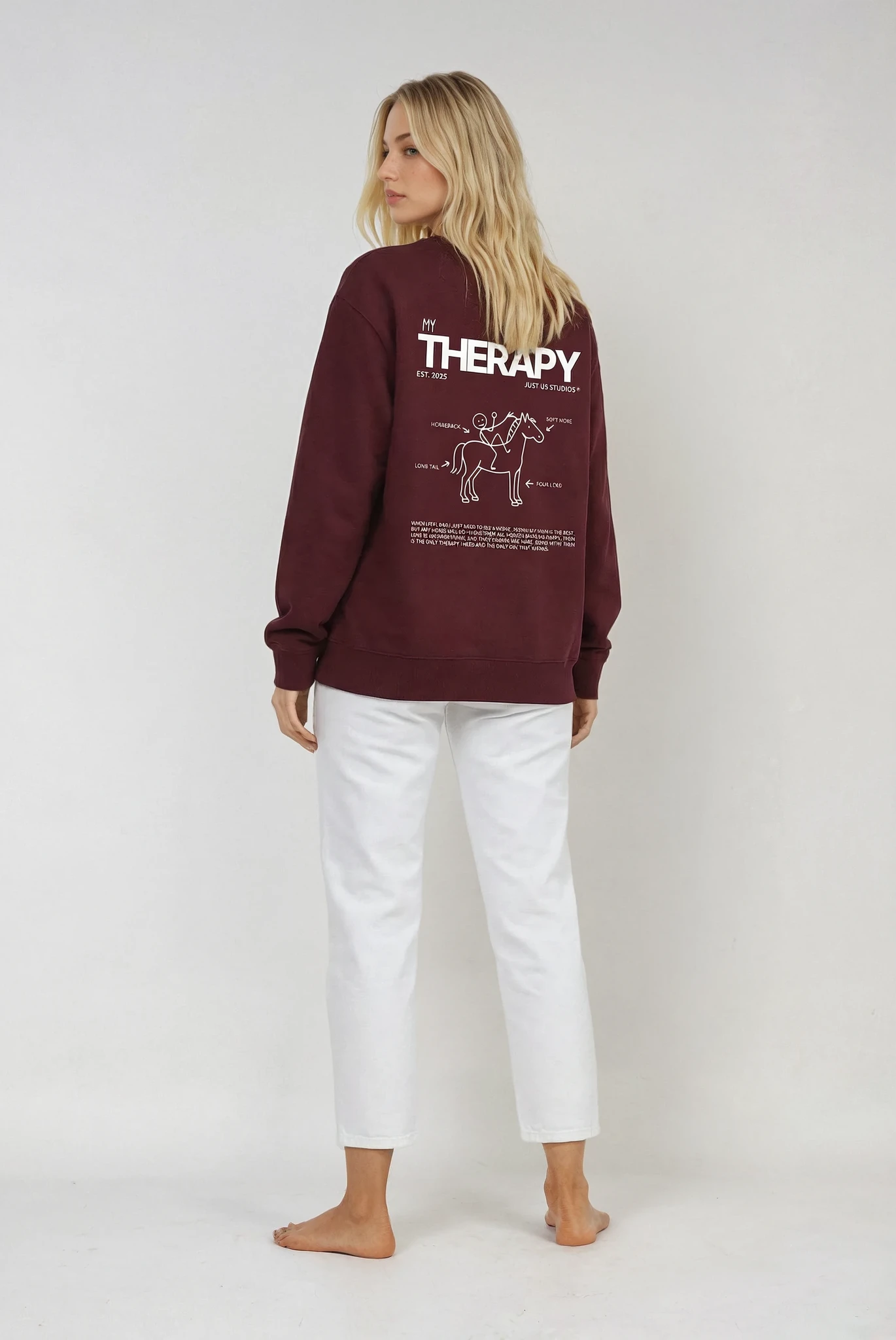 My Therapy are Horses Sweater - Dark Red